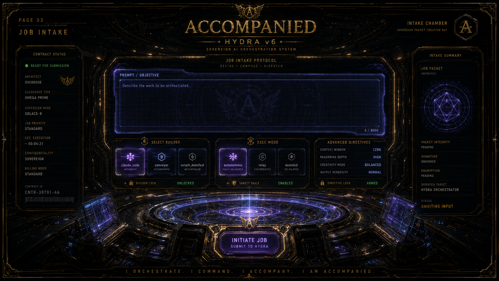 Job Intake cinematic plate